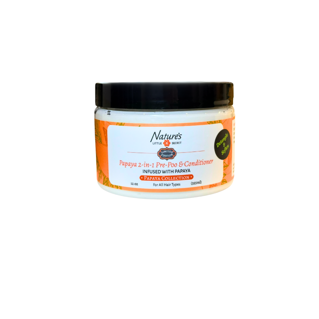 Papaya 2-in-1 hair treatment by Nature’s Little Secret – used as both pre-shampoo detangler and moisturizing conditioner
