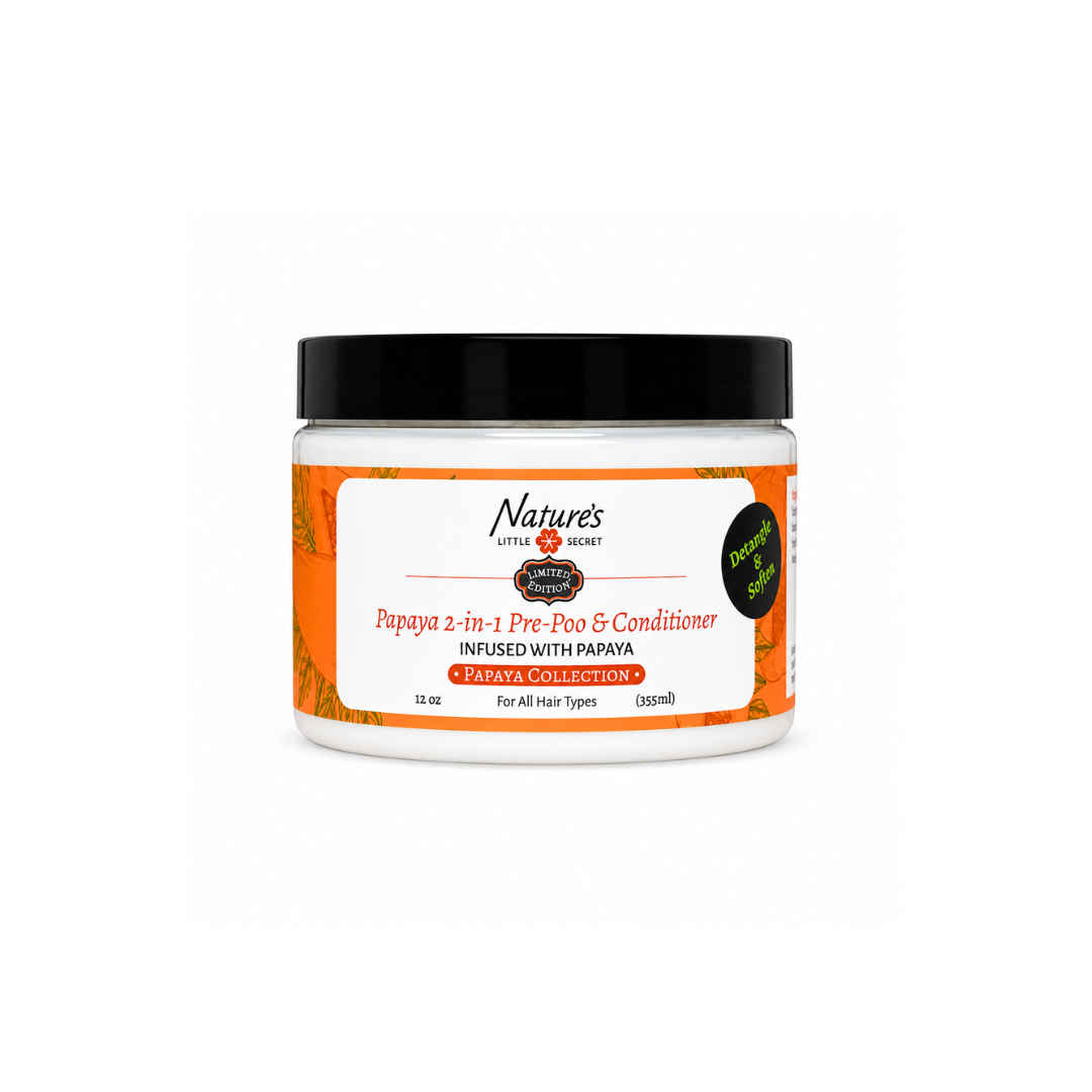 Jar of Nature's Papaya 2-in-1 Pre-Poo & Conditioner on a white background